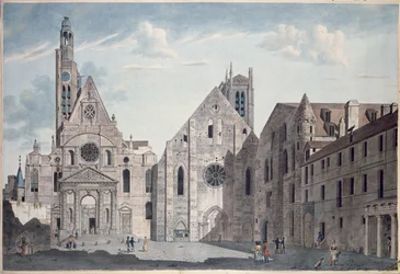Fassaden der Kirchen St. Genevieve und St. Etienne du Mont, Paris, um 1800